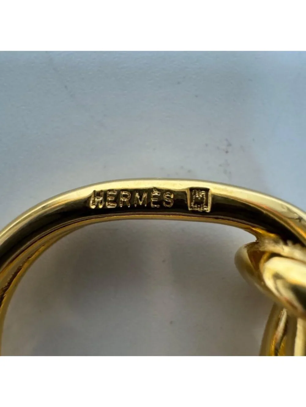 Hermes Head Scarf Ring Gold